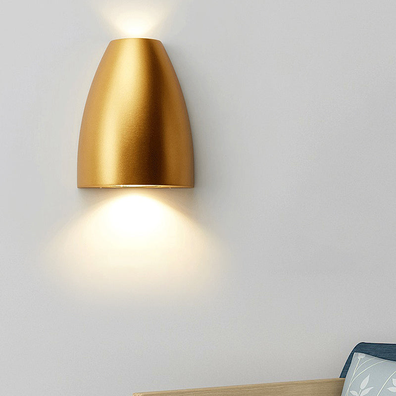 Bullet Shape Wall Mount Light Modern Metal Black/Grey/White LED Up and Down Wall Sconce for Stairway Gold Clearhalo 'Cast Iron' 'Glass' 'Industrial' 'Modern wall lights' 'Modern' 'Tiffany' 'Traditional wall lights' 'Wall Lamps & Sconces' 'Wall Lights' Lighting' 211414