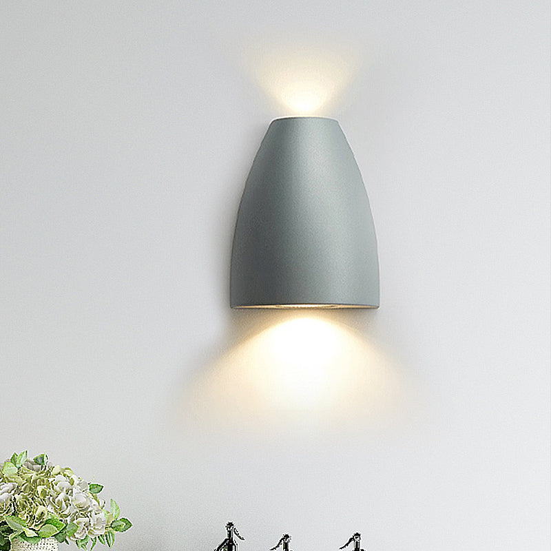 Bullet Shape Wall Mount Light Modern Metal Black/Grey/White LED Up and Down Wall Sconce for Stairway Grey Clearhalo 'Cast Iron' 'Glass' 'Industrial' 'Modern wall lights' 'Modern' 'Tiffany' 'Traditional wall lights' 'Wall Lamps & Sconces' 'Wall Lights' Lighting' 211416