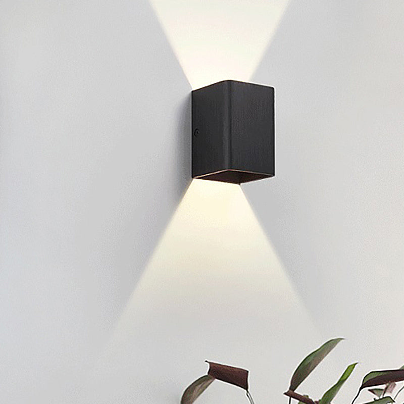 Cuboid Metal Up and Down Wall Sconce Contemporary Bronze/Gold/White LED Sconce Light for Living Room Black Clearhalo 'Cast Iron' 'Glass' 'Industrial' 'Modern wall lights' 'Modern' 'Tiffany' 'Traditional wall lights' 'Wall Lamps & Sconces' 'Wall Lights' Lighting' 211442