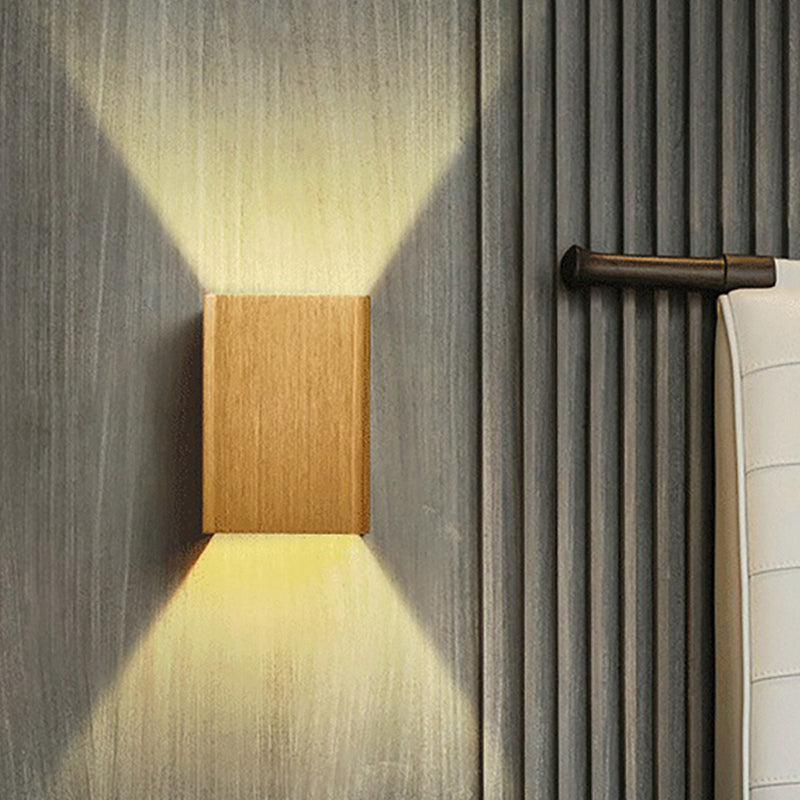 Cuboid Metal Up and Down Wall Sconce Contemporary Bronze/Gold/White LED Sconce Light for Living Room