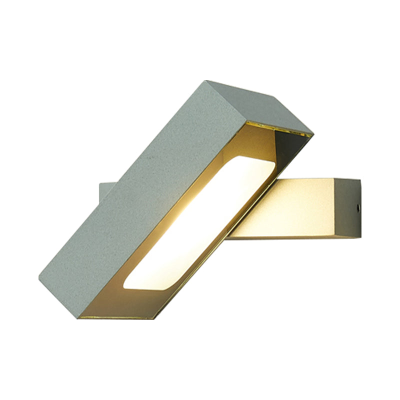Rectangular Wall Sconce Modern Metal Black/White/Grey LED Wall Mount Light with Rotatable Design - Clearhalo - 'Cast Iron' - 'Glass' - 'Industrial' - 'Modern wall lights' - 'Modern' - 'Tiffany' - 'Traditional wall lights' - 'Wall Lamps & Sconces' - 'Wall Lights' - Lighting' - 211482
