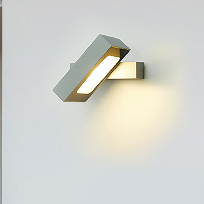 Rectangular Wall Sconce Modern Metal Black/White/Grey LED Wall Mount Light with Rotatable Design Grey Clearhalo 'Cast Iron' 'Glass' 'Industrial' 'Modern wall lights' 'Modern' 'Tiffany' 'Traditional wall lights' 'Wall Lamps & Sconces' 'Wall Lights' Lighting' 211485
