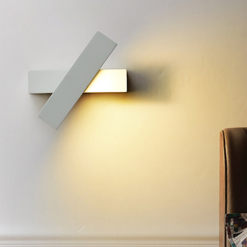 Rectangular Wall Sconce Modern Metal Black/White/Grey LED Wall Mount Light with Rotatable Design - White - Clearhalo - 'Cast Iron' - 'Glass' - 'Industrial' - 'Modern wall lights' - 'Modern' - 'Tiffany' - 'Traditional wall lights' - 'Wall Lamps & Sconces' - 'Wall Lights' - Lighting' - 211486