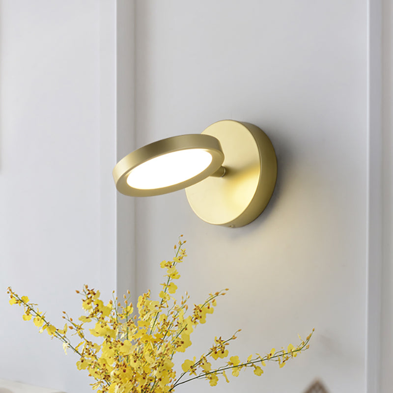 Modernist LED Wall Sconce Light with Metal Shade Black/Gold Round Wall Mounted Light Clearhalo 'Cast Iron' 'Glass' 'Industrial' 'Modern wall lights' 'Modern' 'Tiffany' 'Traditional wall lights' 'Wall Lamps & Sconces' 'Wall Lights' Lighting' 211504