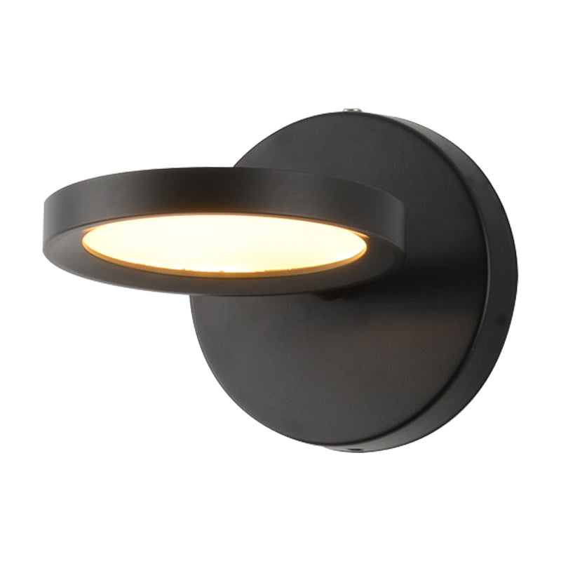 Modernist LED Wall Sconce Light with Metal Shade Black/Gold Round Wall Mounted Light - Clearhalo - 'Cast Iron' - 'Glass' - 'Industrial' - 'Modern wall lights' - 'Modern' - 'Tiffany' - 'Traditional wall lights' - 'Wall Lamps & Sconces' - 'Wall Lights' - Lighting' - 211509
