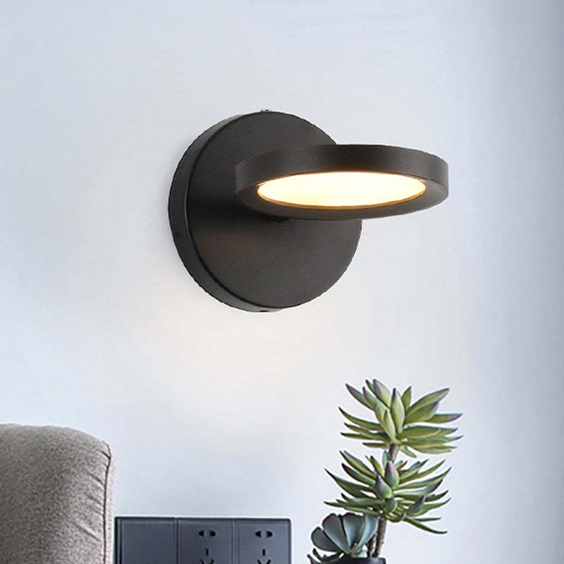 Modernist LED Wall Sconce Light with Metal Shade Black/Gold Round Wall Mounted Light - Clearhalo - 'Cast Iron' - 'Glass' - 'Industrial' - 'Modern wall lights' - 'Modern' - 'Tiffany' - 'Traditional wall lights' - 'Wall Lamps & Sconces' - 'Wall Lights' - Lighting' - 211511