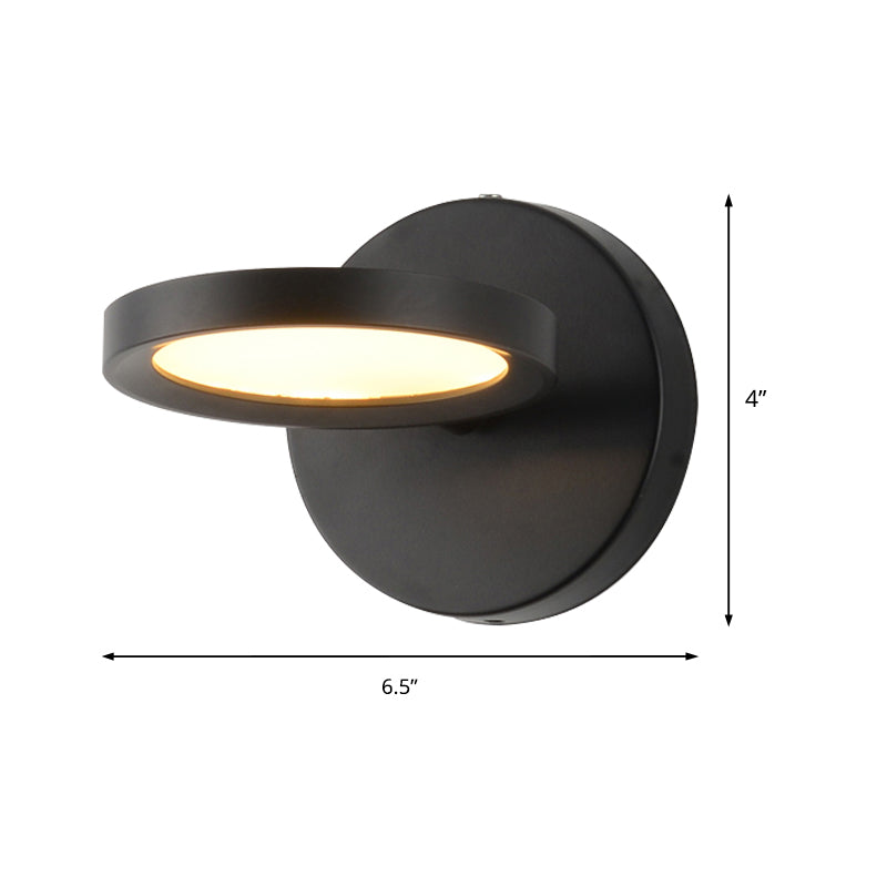 Modernist LED Wall Sconce Light with Metal Shade Black/Gold Round Wall Mounted Light - Clearhalo - 'Cast Iron' - 'Glass' - 'Industrial' - 'Modern wall lights' - 'Modern' - 'Tiffany' - 'Traditional wall lights' - 'Wall Lamps & Sconces' - 'Wall Lights' - Lighting' - 211514