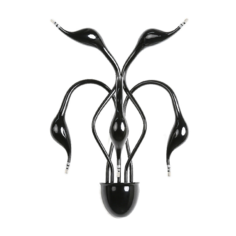 Metal Swan Wall Mount Light Nordic 3/5 Lights Black/Red/White LED Wall Sconce for Living Room Clearhalo 'Cast Iron' 'Glass' 'Industrial' 'Modern wall lights' 'Modern' 'Tiffany' 'Traditional wall lights' 'Wall Lamps & Sconces' 'Wall Lights' Lighting' 211524