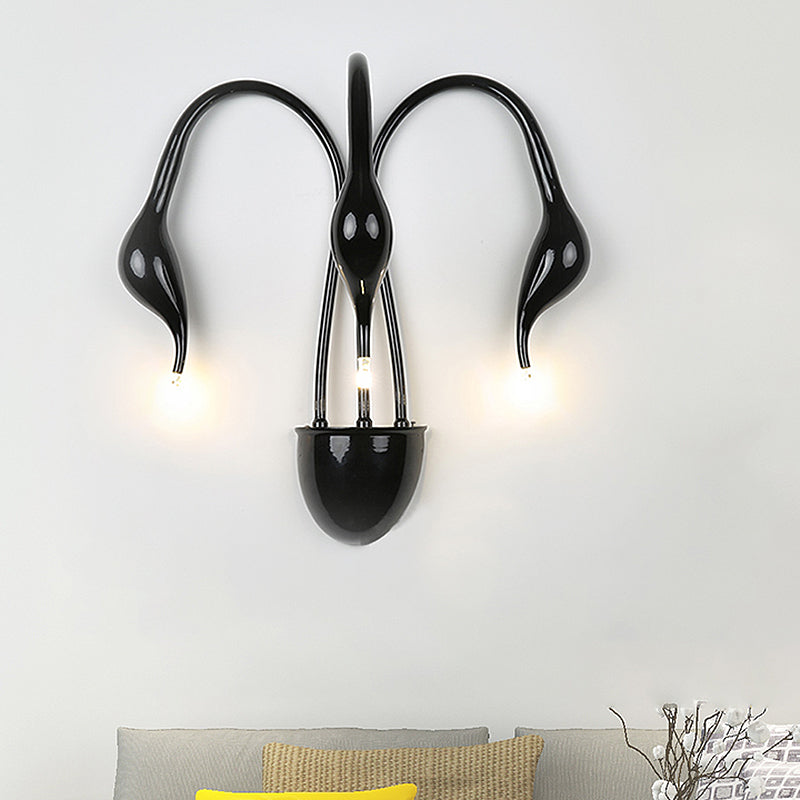 Metal Swan Wall Mount Light Nordic 3/5 Lights Black/Red/White LED Wall Sconce for Living Room - Clearhalo - 'Cast Iron' - 'Glass' - 'Industrial' - 'Modern wall lights' - 'Modern' - 'Tiffany' - 'Traditional wall lights' - 'Wall Lamps & Sconces' - 'Wall Lights' - Lighting' - 211544