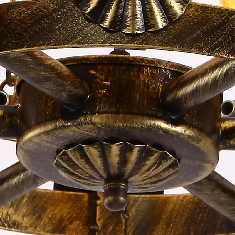 6-Light Crackle Glass Hanging Chandelier Traditional Beige Vase Living Room Pendant Light Fixture Clearhalo 'Ceiling Lights' 'Chandeliers' 'Glass shade' 'Glass' 'Pendant Lights' Lighting' 211588