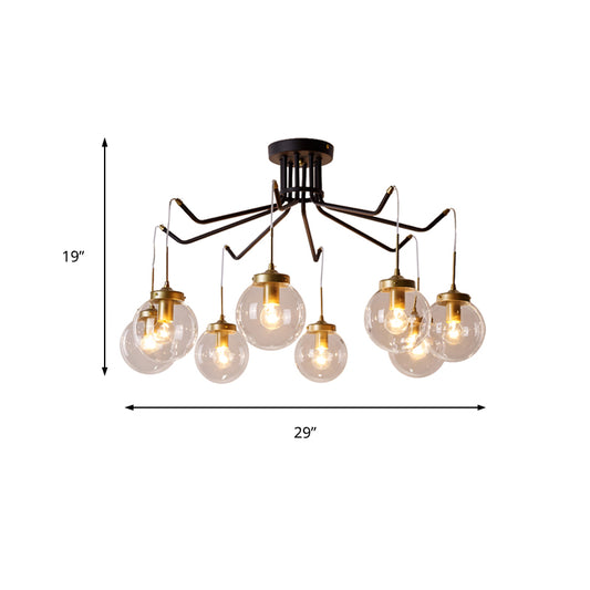 Globe Clear Glass Chandelier Lighting Classic 6/8 Lights Dining Room Pendant Lighting in Black Clearhalo 'Ceiling Lights' 'Chandeliers' Lighting' options 211643