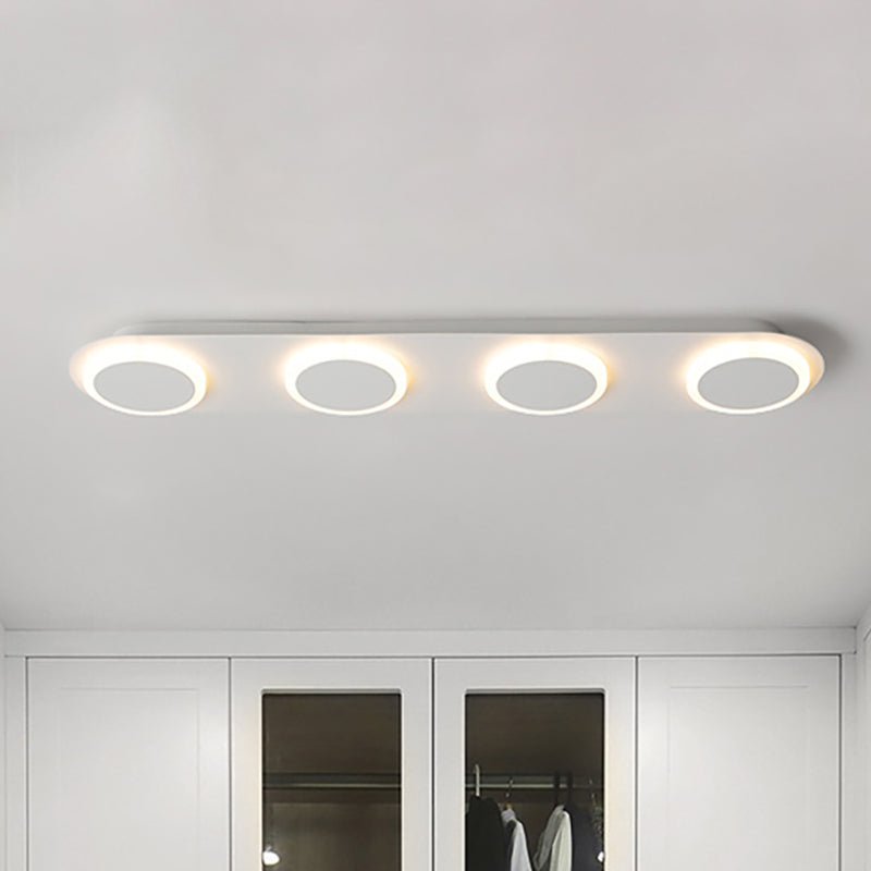 Rectangular Acrylic Flush Mount Lamp Contemporary 3/4/5 Lights White Flush Mount Light for Bedroom in Warm/White Light 4 White Clearhalo 'Ceiling Lights' 'Close To Ceiling Lights' 'Close to ceiling' 'Flush mount' Lighting' 211652