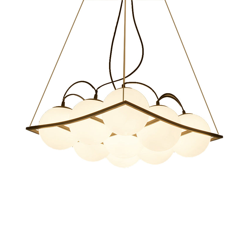 Globe Living Room Ceiling Chandelier Traditional Frosted Glass 4/9 Lights White Hanging Fixture,shopify with Square Frame Clearhalo 'Ceiling Lights' 'Chandeliers' 'Lighting' 211715_fa80f768-8fbd-479a-b509-7755ad70dee0