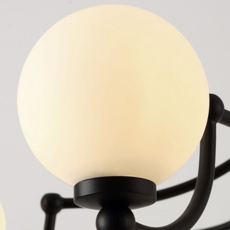 Black 14 Lights Chandelier Light Fixture Traditional Frosted Glass Molecular Pendant Lamp for Living Room Clearhalo 'Ceiling Lights' 'Chandeliers' Lighting' options 211726