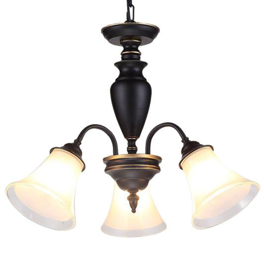 Black Tapered Pendant Lighting Traditional Frosted Glass 3/6/8 Lights Living Room Chandelier Clearhalo 'Ceiling Lights' 'Chandeliers' 'Close To Ceiling Lights' 'Glass shade' 'Glass' Lighting' 211749