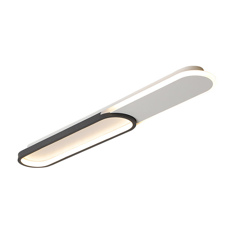 Rectangular Flush Lighting Modernist Acrylic Black Led Flush Mount Lamp Fixture in White/Warm Light, 16.5"/23.5"/31.5" Wide Clearhalo 'Ceiling Lights' 'Close To Ceiling Lights' 'Close to ceiling' 'Flush mount' Lighting' 211753