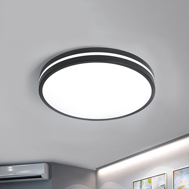 Round Flush Mount Modernist Acrylic Led Black Flush Light Fixture with Recessed Diffuser in White Light, 16"/19.5" Wide Black Clearhalo 'Ceiling Lights' 'Close To Ceiling Lights' 'Close to ceiling' 'Flush mount' Lighting' 211769