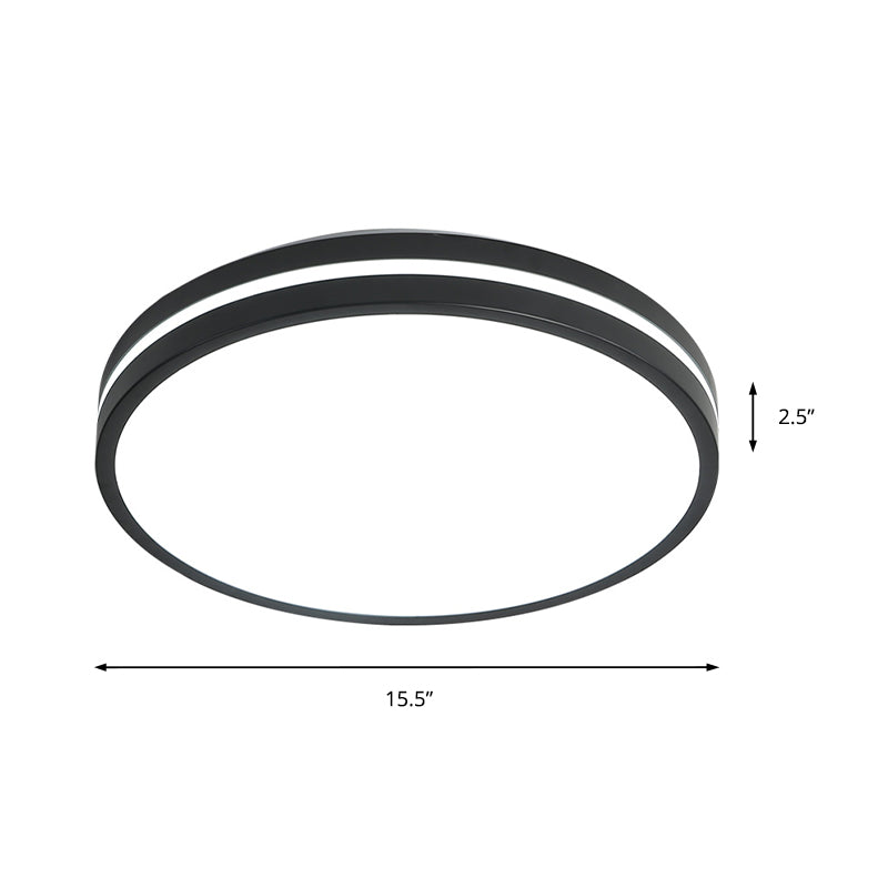 Round Flush Mount Modernist Acrylic Led Black Flush Light Fixture with Recessed Diffuser in White Light, 16"/19.5" Wide Clearhalo 'Ceiling Lights' 'Close To Ceiling Lights' 'Close to ceiling' 'Flush mount' Lighting' 211772