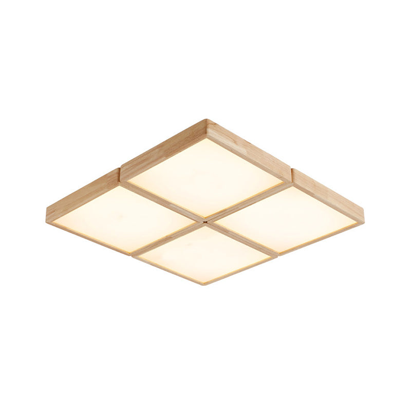 Beige Geometric Ceiling Flush Mount Minimalist Wood 4/6 Lights Flush Light with Acrylic Diffuser Clearhalo 'Ceiling Lights' 'Close To Ceiling Lights' 'Close to ceiling' 'Flush mount' Lighting' 211821