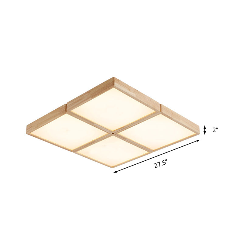 Beige Geometric Ceiling Flush Mount Minimalist Wood 4/6 Lights Flush Light with Acrylic Diffuser Clearhalo 'Ceiling Lights' 'Close To Ceiling Lights' 'Close to ceiling' 'Flush mount' Lighting' 211822