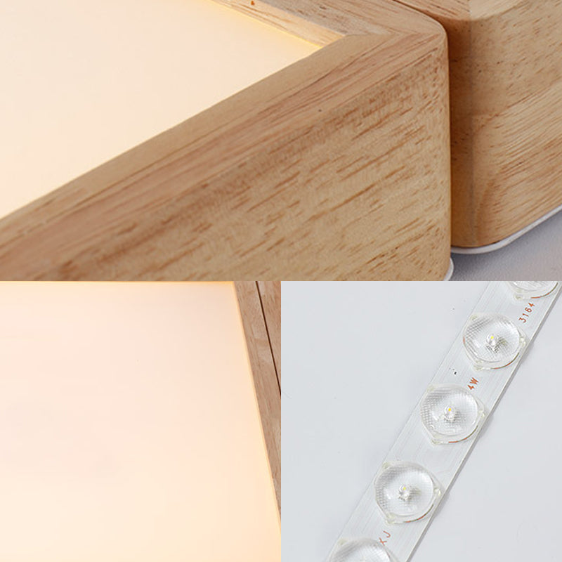 Beige Geometric Ceiling Flush Mount Minimalist Wood 4/6 Lights Flush Light with Acrylic Diffuser Clearhalo 'Ceiling Lights' 'Close To Ceiling Lights' 'Close to ceiling' 'Flush mount' Lighting' 211823