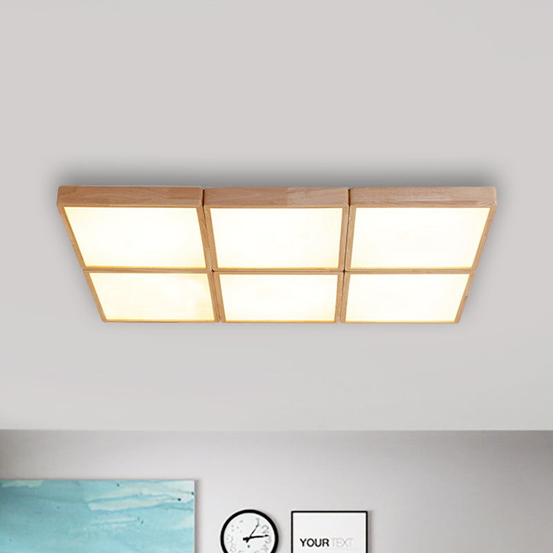 Beige Geometric Ceiling Flush Mount Minimalist Wood 4/6 Lights Flush Light with Acrylic Diffuser Clearhalo 'Ceiling Lights' 'Close To Ceiling Lights' 'Close to ceiling' 'Flush mount' Lighting' 211825