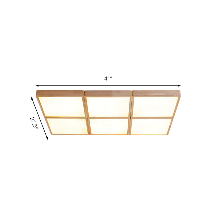Beige Geometric Ceiling Flush Mount Minimalist Wood 4/6 Lights Flush Light with Acrylic Diffuser Clearhalo 'Ceiling Lights' 'Close To Ceiling Lights' 'Close to ceiling' 'Flush mount' Lighting' 211827
