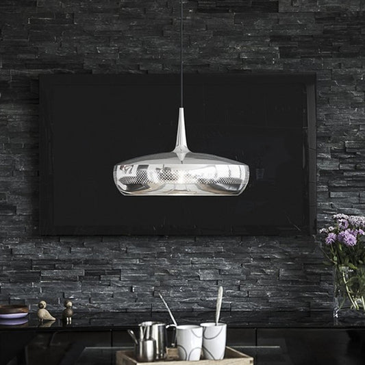 Round Shaped LED Pendant Light Postmodern Style Metallic Dining Room Suspension Light Fixture Silver Clearhalo 'Ceiling Lights' 'Modern Pendants' 'Modern' 'Pendant Lights' 'Pendants' Lighting' 2121164