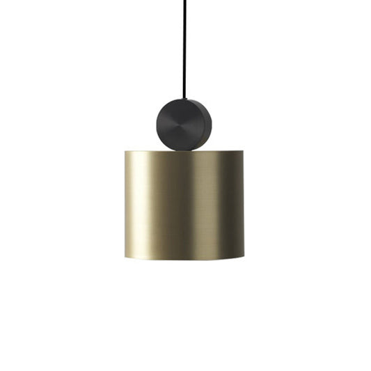 Geometric Shaped Metallic LED Ceiling Light Simplicity Gold Hanging Lamp for Dining Room Gold Cylinder Clearhalo 'Ceiling Lights' 'Modern Pendants' 'Modern' 'Pendant Lights' 'Pendants' Lighting' 2121187