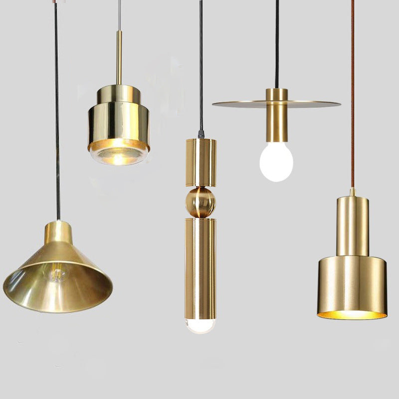 Geometrical Shaped Ceiling Light Postmodern Metallic 1��Head Gold Hanging Pendant Light Clearhalo 'Ceiling Lights' 'Modern Pendants' 'Modern' 'Pendant Lights' 'Pendants' Lighting' 2121195