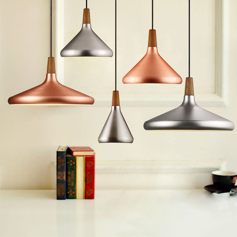 Cone Shade Ceiling Light Simplicity Metallic 1 Head Dining Room Pendant Light Fixture Clearhalo 'Ceiling Lights' 'Lighting' 'Pendant Lights' 2121206_d6539fa5-3cc7-453f-a1e1-f5cd2a761ce8