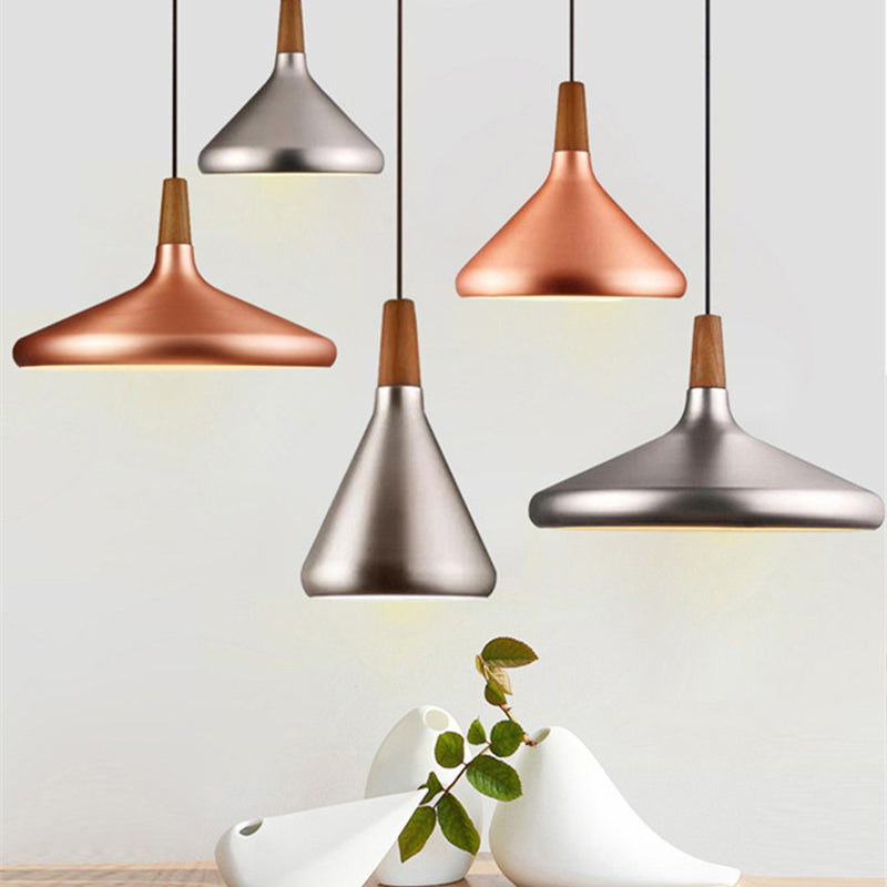 Cone Shade Ceiling Light Simplicity Metallic 1 Head Dining Room Pendant Light Fixture Clearhalo 'Ceiling Lights' 'Lighting' 'Pendant Lights' 2121207_d1d91ba5-3486-415d-a8ed-b4596575e146