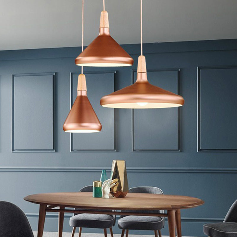 Cone Shade Ceiling Light Simplicity Metallic 1 Head Dining Room Pendant Light Fixture Clearhalo 'Ceiling Lights' 'Lighting' 'Pendant Lights' 2121209_79e186f8-1ebd-4160-a1d0-5cd19d8b5cbf