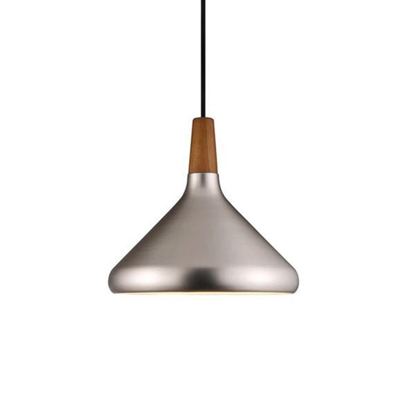 Cone Shade Ceiling Light Simplicity Metallic 1��Head Dining Room Pendant Light Fixture Silver Medium Clearhalo 'Ceiling Lights' 'Modern Pendants' 'Modern' 'Pendant Lights' 'Pendants' Lighting' 2121217