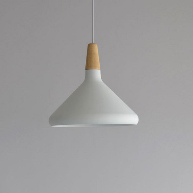 Cone Shade Ceiling Light Simplicity Metallic 1 Head Dining Room Pendant Light Fixture White Medium Clearhalo 'Ceiling Lights' 'Lighting' 'Pendant Lights' 2121223_cfceccd9-b8e2-4abd-b46d-27811eb6209c