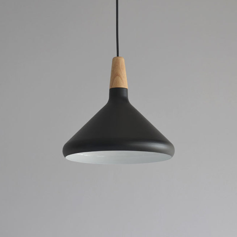 Cone Shade Ceiling Light Simplicity Metallic 1��Head Dining Room Pendant Light Fixture Black Medium Clearhalo 'Ceiling Lights' 'Modern Pendants' 'Modern' 'Pendant Lights' 'Pendants' Lighting' 2121229