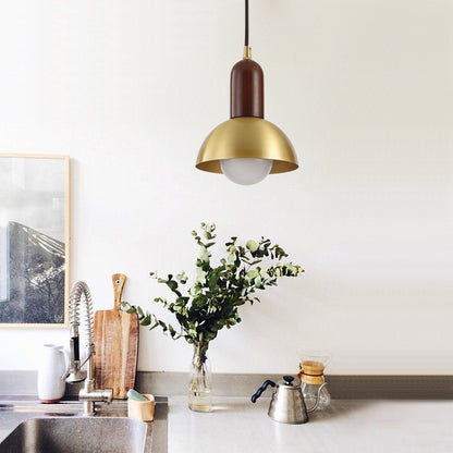 Dome Shade Living Room Pendant Light Metallic Single Postmodern Style Suspension Light Fixture in Brass Brass Clearhalo 'Ceiling Lights' 'Modern Pendants' 'Modern' 'Pendant Lights' 'Pendants' Lighting' 2121241