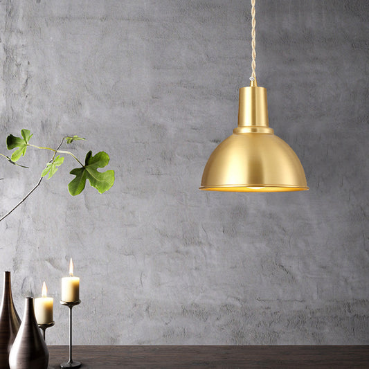 Post-Modern Geometric Shade Ceiling Light Metallic 1-Light Dining Room Pendant Light Fixture in Gold Gold Dome Clearhalo 'Ceiling Lights' 'Modern Pendants' 'Modern' 'Pendant Lights' 'Pendants' Lighting' 2121246