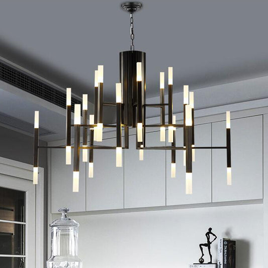 Postmodern Style Tiered LED Chandelier Pendant Light Metallic 36 Bulbs Living Room Hanging Light Black Clearhalo 'Ceiling Lights' 'Chandeliers' 'Modern Chandeliers' 'Modern' Lighting' 2121287