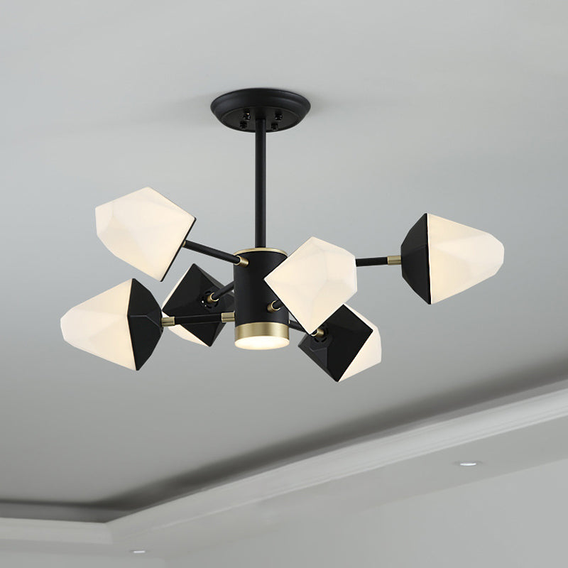 Acrylic Gemstone Shaped Suspension Light Simplicity LED Chandelier Pendant Light for Dining Room 6 Black Clearhalo 'Ceiling Lights' 'Chandeliers' 'Modern Chandeliers' 'Modern' Lighting' 2121304