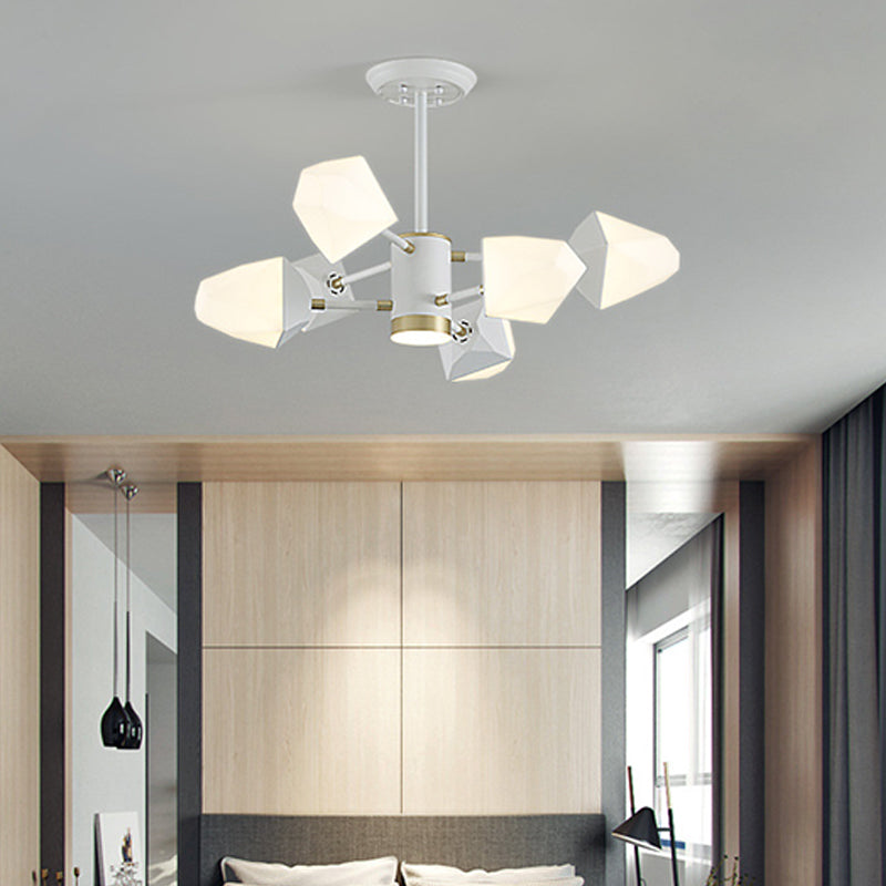 Acrylic Gemstone Shaped Suspension Light Simplicity LED Chandelier Pendant Light for Dining Room 6 White Clearhalo 'Ceiling Lights' 'Chandeliers' 'Modern Chandeliers' 'Modern' Lighting' 2121307