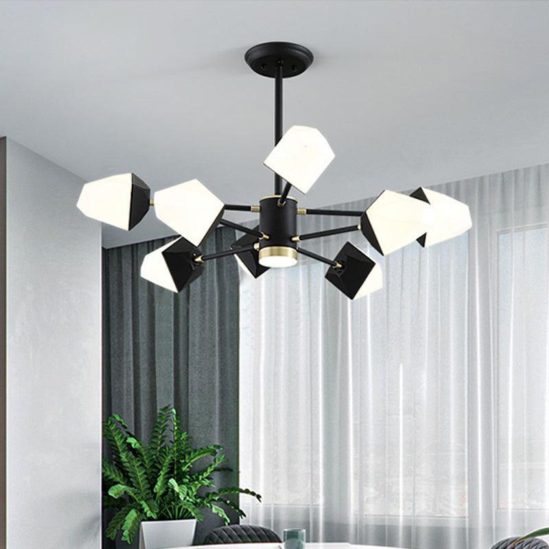 Acrylic Gemstone Shaped Suspension Light Simplicity LED Chandelier Pendant Light for Dining Room 8 Black Clearhalo 'Ceiling Lights' 'Chandeliers' 'Modern Chandeliers' 'Modern' Lighting' 2121310