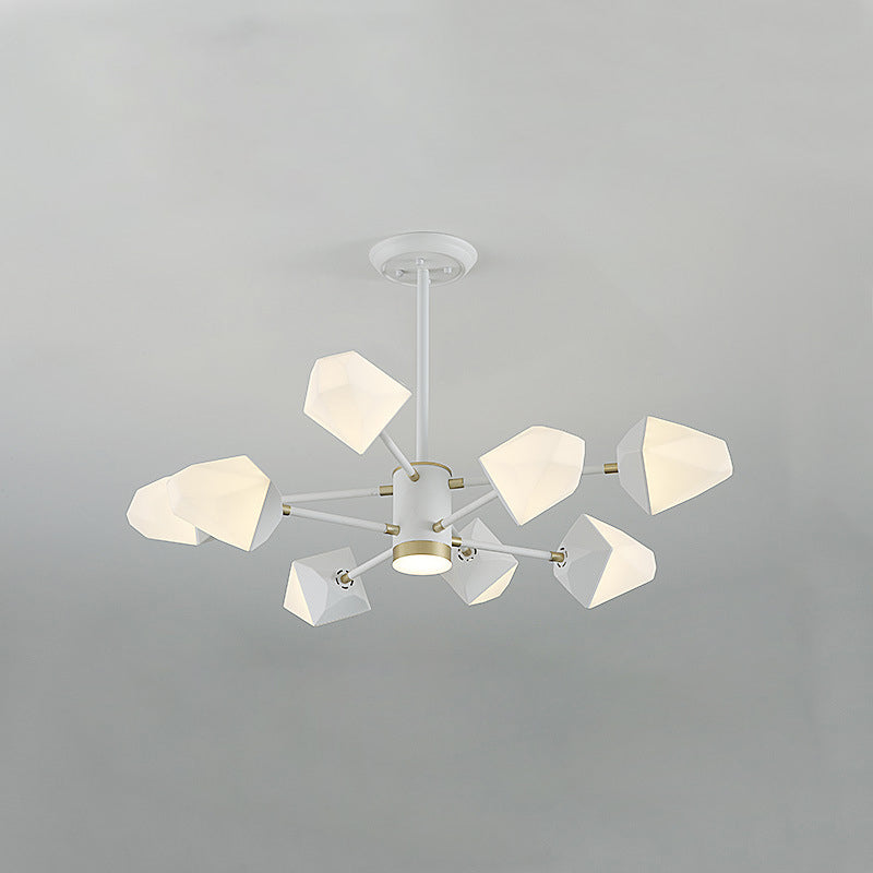 Acrylic Gemstone Shaped Suspension Light Simplicity LED Chandelier Pendant Light for Dining Room 8 White Clearhalo 'Ceiling Lights' 'Chandeliers' 'Modern Chandeliers' 'Modern' Lighting' 2121313