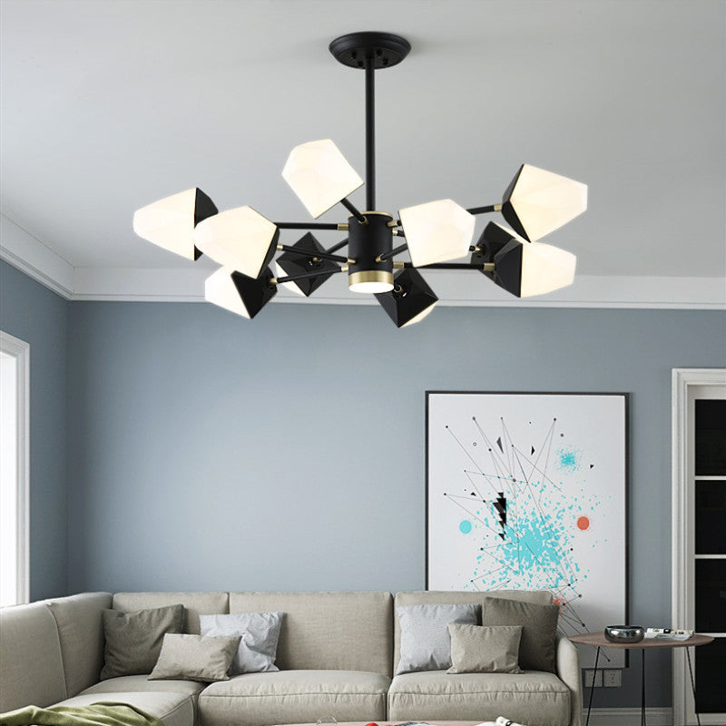 Acrylic Gemstone Shaped Suspension Light Simplicity LED Chandelier Pendant Light for Dining Room 10 Black Clearhalo 'Ceiling Lights' 'Chandeliers' 'Modern Chandeliers' 'Modern' Lighting' 2121314