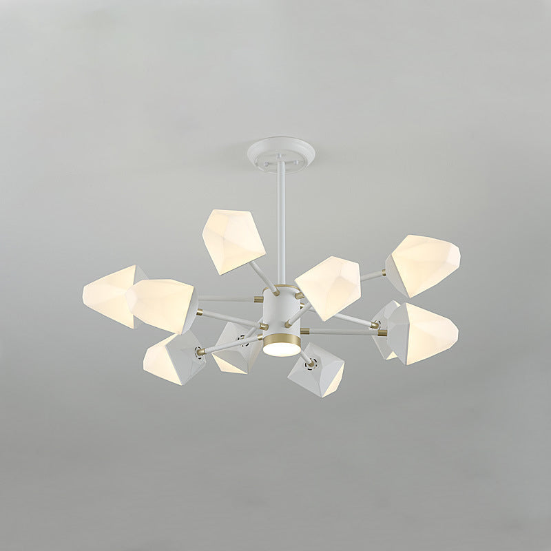 Acrylic Gemstone Shaped Suspension Light Simplicity LED Chandelier Pendant Light for Dining Room 10 White Clearhalo 'Ceiling Lights' 'Chandeliers' 'Modern Chandeliers' 'Modern' Lighting' 2121318