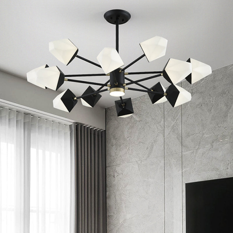 Acrylic Gemstone Shaped Suspension Light Simplicity LED Chandelier Pendant Light for Dining Room 12 Black Clearhalo 'Ceiling Lights' 'Chandeliers' 'Modern Chandeliers' 'Modern' Lighting' 2121319