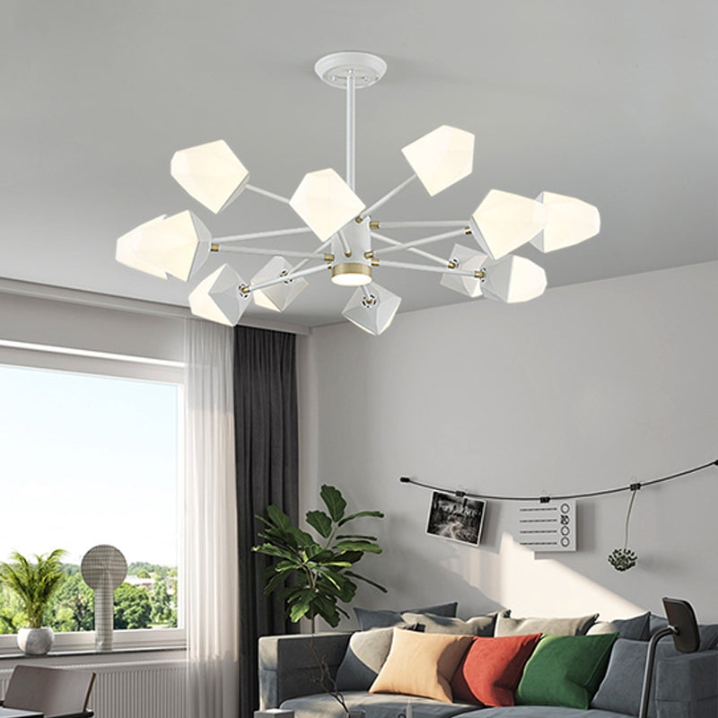 Acrylic Gemstone Shaped Suspension Light Simplicity LED Chandelier Pendant Light for Dining Room 12 White Clearhalo 'Ceiling Lights' 'Chandeliers' 'Modern Chandeliers' 'Modern' Lighting' 2121324