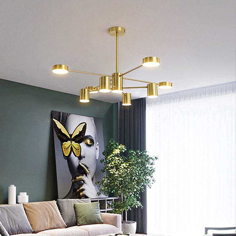 Starburst Living Room LED Chandelier Lighting Metallic Minimalist Pendant Light for Living Room Clearhalo 'Ceiling Lights' 'Chandeliers' 'Modern Chandeliers' 'Modern' Lighting' 2121331
