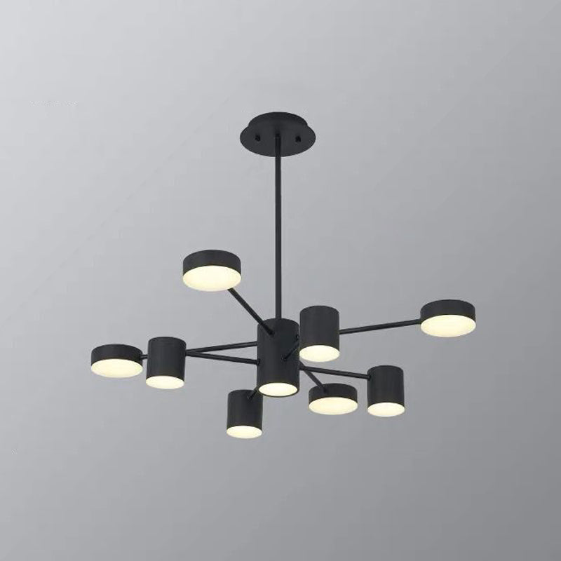 Starburst Living Room LED Chandelier Lighting Metallic Minimalist Pendant Light for Living Room 8 Black Clearhalo 'Ceiling Lights' 'Chandeliers' 'Modern Chandeliers' 'Modern' Lighting' 2121339