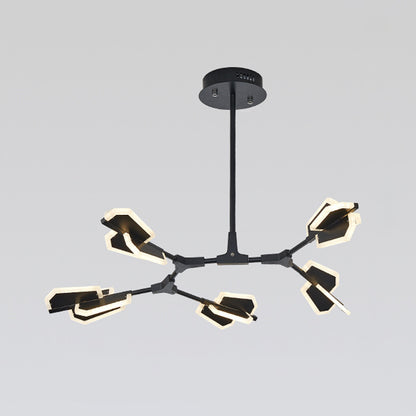 Postmodern Branch Shaped Ceiling Lighting Metallic Living Room LED Chandelier Light Fixture 5 Black Clearhalo 'Ceiling Lights' 'Chandeliers' 'Modern Chandeliers' 'Modern' Lighting' 2121342